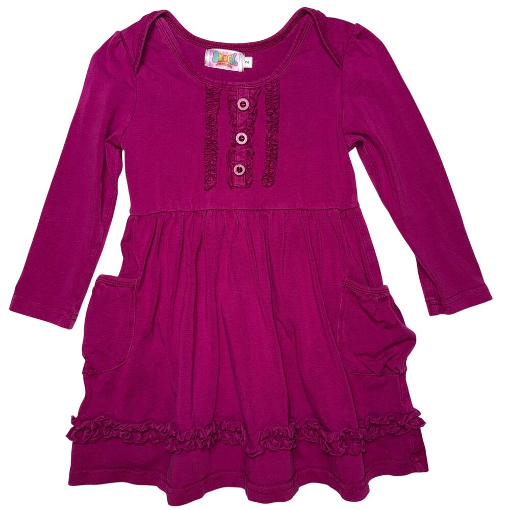 Smock Candy raspberry long sleeve dress 2T